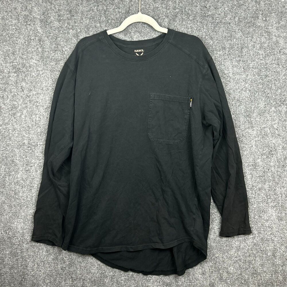 HAWX Work Gear Black Longsleeve Front Pocket T-Shirt XL